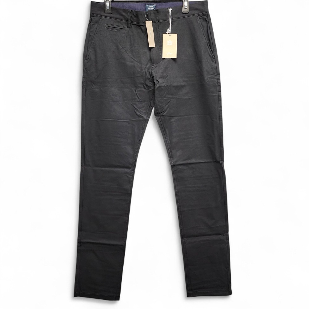 J. Crew 484 Tech Pants Mens 32x34 Black Slim Fit Cotton Nylon Stretch NEW w/ Tag